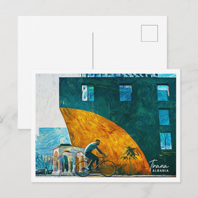 Tirana Albania Beautiful Oil Paint Landscape Postcard (Front/Back)