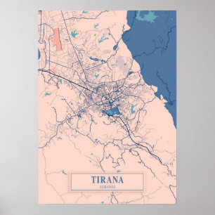Tirana - Albania Breezy City Map Poster