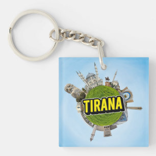 Tirana tiny little planet landmark architecture mo key ring