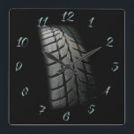 Tire centre  square wall clock<br><div class="desc">Tire clock for tire centre</div>