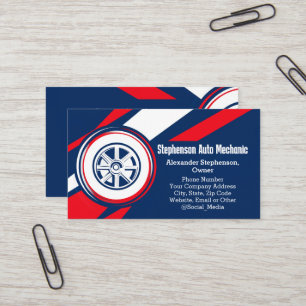 Tire Logo Patriotic Auto Mechanic Car Business Card