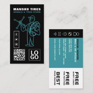 Tire Repair Logo, Tire/Tyre Specialist Business Card