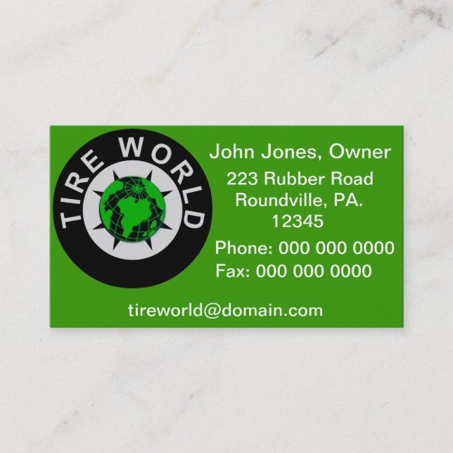 Tire Sales and Repair Business Card (Front)