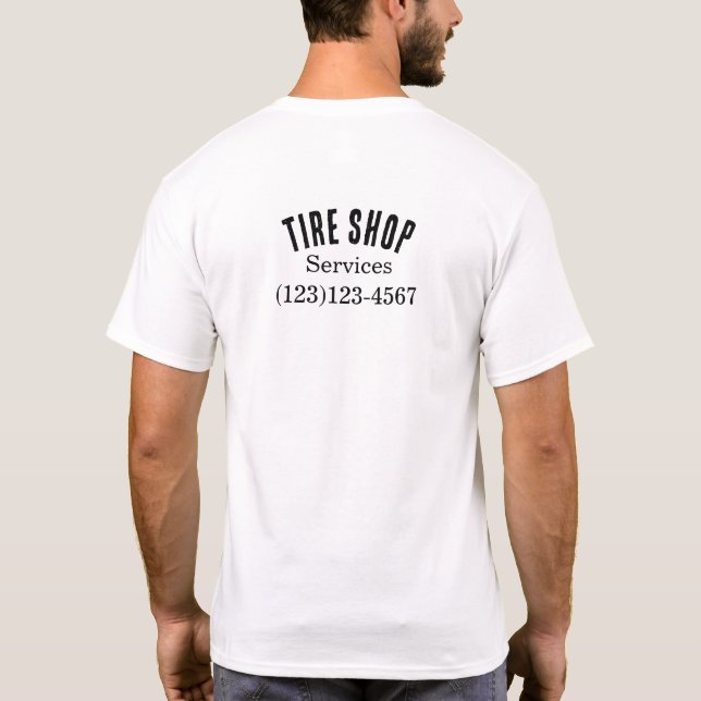 tire shop services editable uniform for work  T-Shirt (Back)