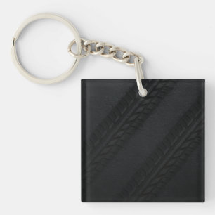 Tire Tracks on Asphalt Grunge Texture – Industrial Key Ring