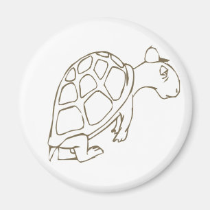 Tired and Sleepy Cartoon Turtle Magnet