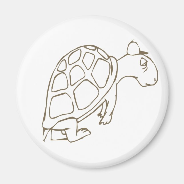 Tired and Sleepy Cartoon Turtle Magnet (Front)