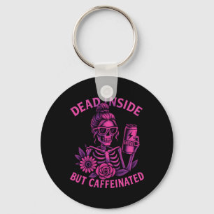 Tired But Awake Skeleton Coffee Energy Drink Key Ring