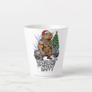 Tired But Happy Gym Capybara Christmas Shirt Latte Mug