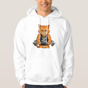 Tired But Happy Gym Cat Bodybuilder Weightlifting Hoodie