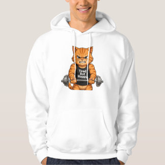 Tired But Happy Gym Cat Bodybuilder Weightlifting Hoodie