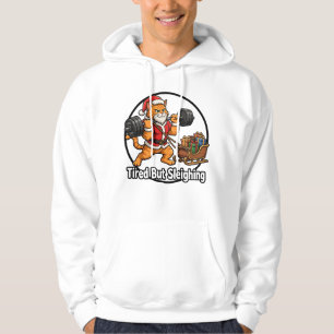 Tired But Sleighing Funny Christmas Gym Cat Design Hoodie