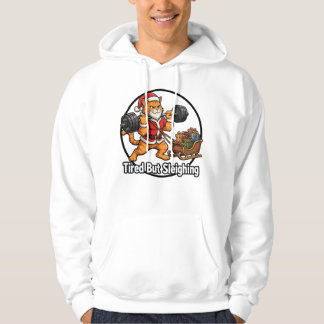 Tired But Sleighing Funny Christmas Gym Cat Design Hoodie