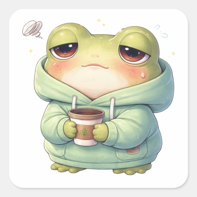 Tired But Trying Frog Sticker (Front)