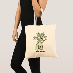 Tired But Trying Funny Yawning Cat Cute Relatable Tote Bag