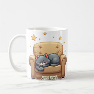 Tired Cat Bedazzled Music Lover Coffee Mug