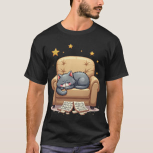 Tired Cat Bedazzled Music Lover T-Shirt