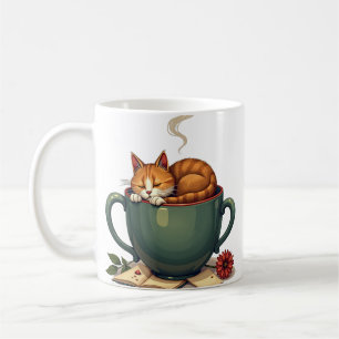 Tired Cat Coffee Addict Morning Grind Retro Sticke Mug