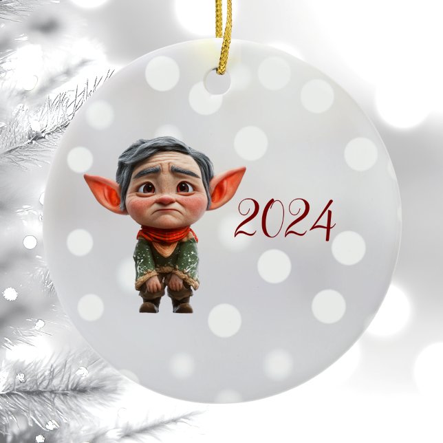 Tired Dad Christmas Elf Ceramic Ornament (Creator Uploaded)