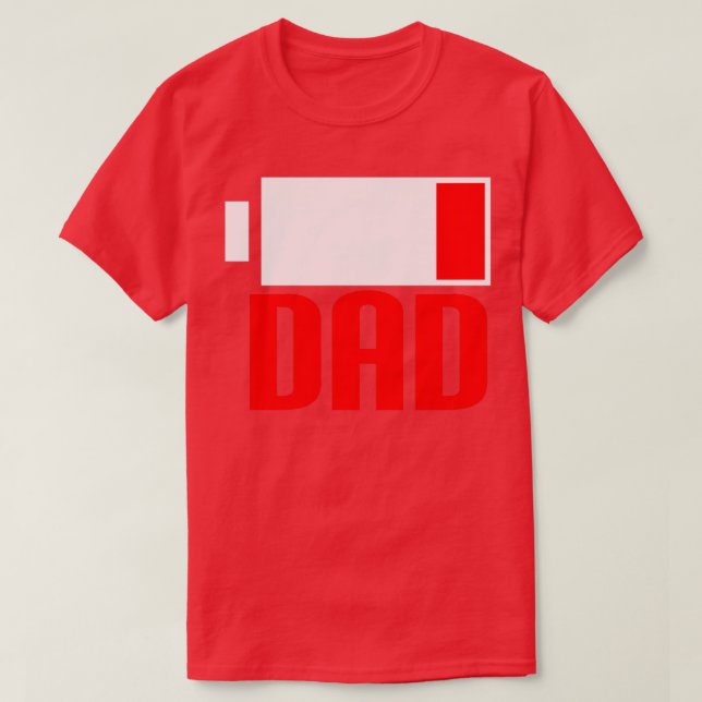 Tired Dad Funny Sleepless Low Battery Empty Draine T-Shirt (Design Front)