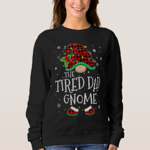 Tired Dad Gnome Red Plaid Matching Family Christma Sweatshirt