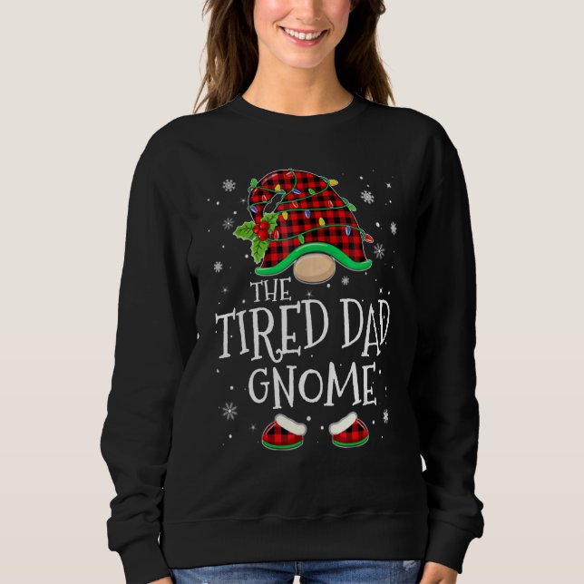 Tired Dad Gnome Red Plaid Matching Family Christma Sweatshirt (Front)