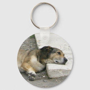 Tired Dog key chain, customise Ring
