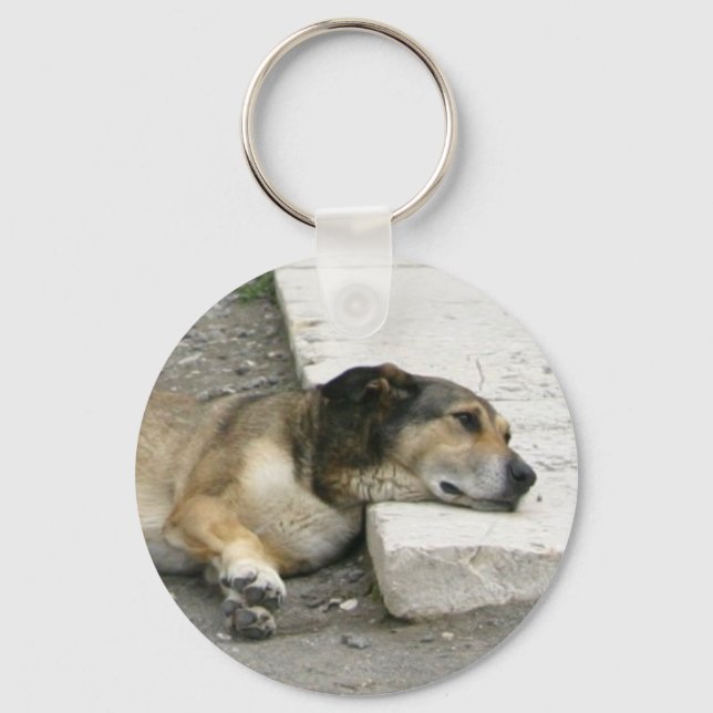 Tired Dog key chain, customise Ring (Front)