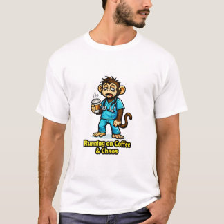 Tired Healthcare Worker Monkey – Coffee Chaos T-Shirt