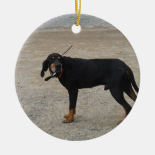 Tired Hunting Dog Ceramic Tree Decoration