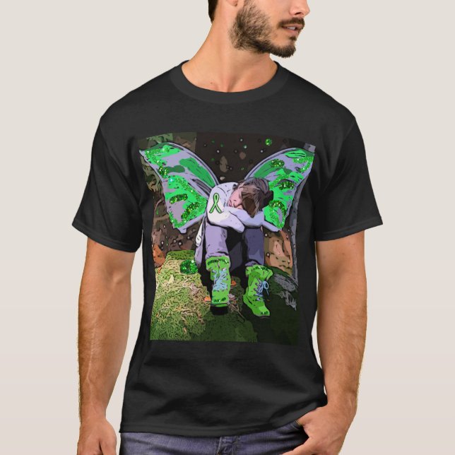 Tired Lyme Disease Warrior with Angel Wings Cell T-Shirt (Front)