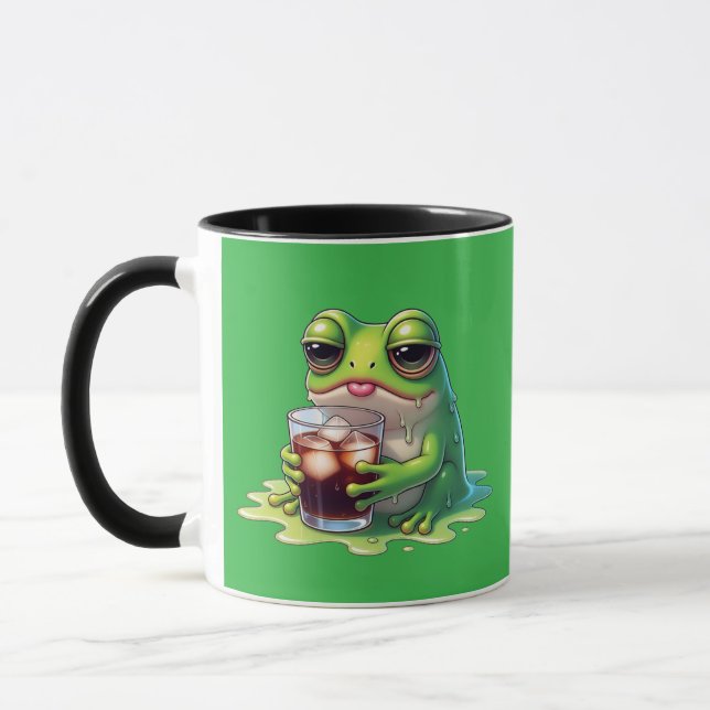 Tired Melted Frog Coffee Cute Mug Design (Left)