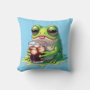 Tired Melted Frog Cute Throw Pillow Design