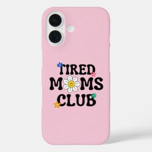 Tired Moms Club Retro Daisy Pink iPhone 16 Case