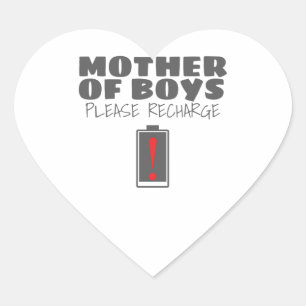 Tired Mum Mother of Boys Please Recharge Gift Heart Sticker