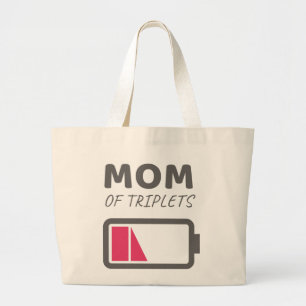 Tired Mum Mum of Triplets Mothers Day Large Tote Bag
