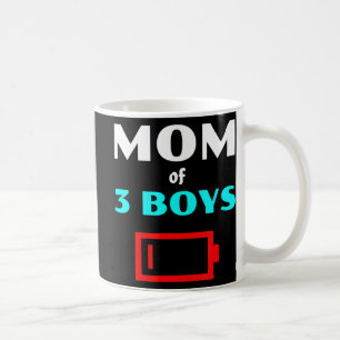 Tired Mum Of 3 Boys Mother With Three Sons Low Bat Coffee Mug