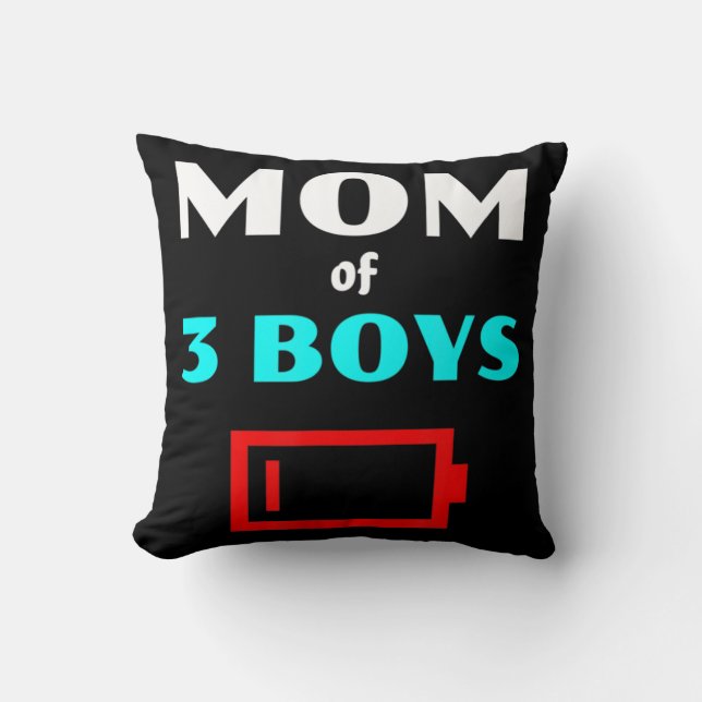 Tired Mum Of 3 Boys Mother With Three Sons Low Bat Cushion (Front)