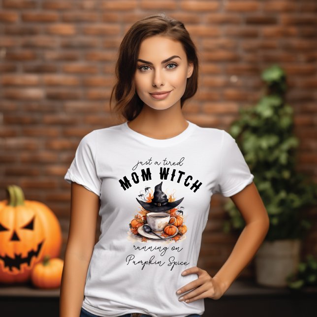 Tired Mum Witch Hat and Pumpkin Spice Coffee T-Shirt (Creator Uploaded)