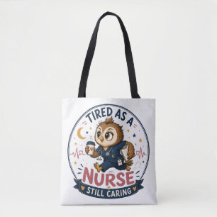 Tired Nurse Owl Cartoon Illustration  Tote Bag