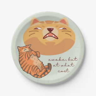 Tired Orange Cat Paper Plate