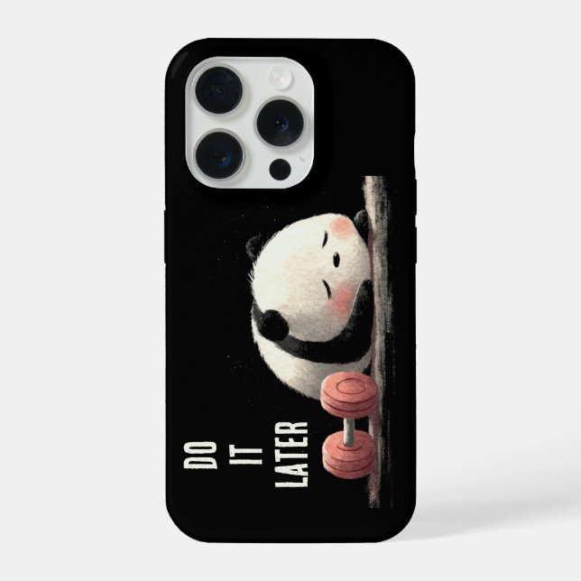 Tired Panda Gym – Cute Funny Workout Art iPhone Case (Back)