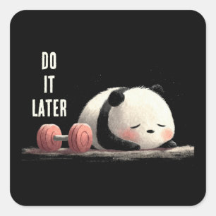 Tired Panda Gym – Cute Funny Workout Art Square Sticker