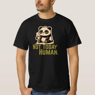 Tired Panda with Coffee Break Cute Cartoon Design T-Shirt