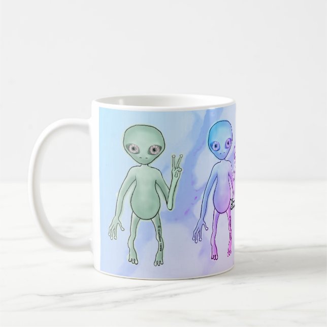Tired Peace Alien Coffee Mug (Left)