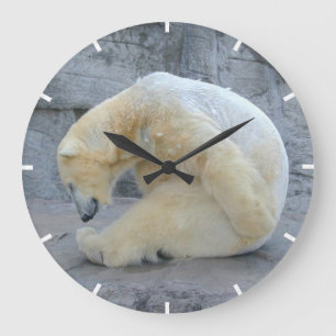 Tired Polar Bear Large Clock