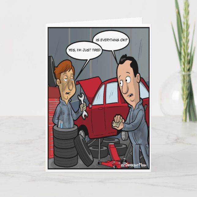 Tired Punny Birthday Card (Front)