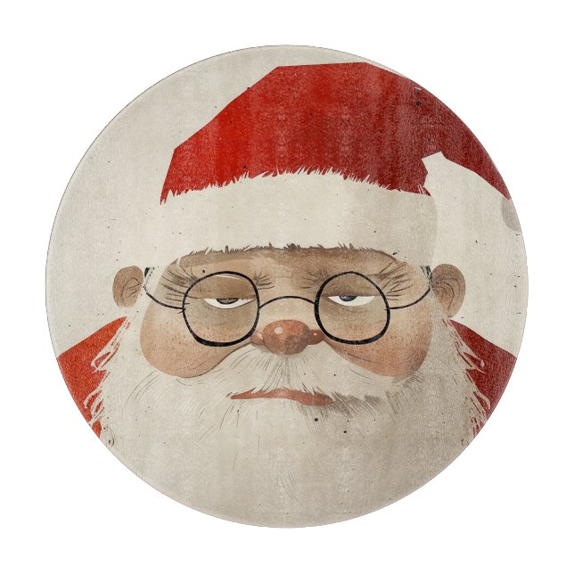 Tired Santa Cutting Board (Front)