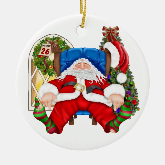 Tired Santa - SRF Ceramic Tree Decoration (Front)