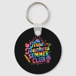 Tired Teachers Summer Club Funny Teacher Retro Tie Key Ring